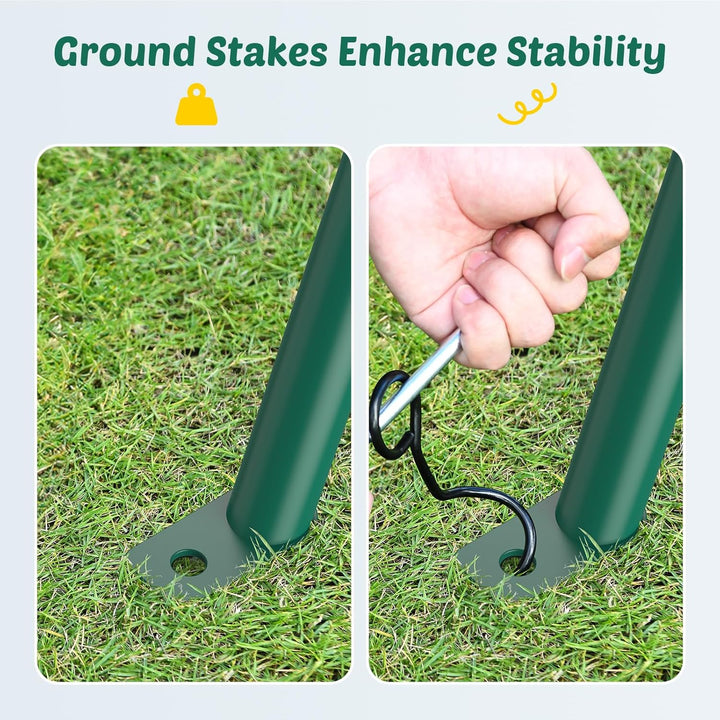 440Lbs 2 Seat Swing Sets for Backyard, 1 Saucer Swing and 1 Belt Swing with Heavy Duty Outdoor A-Frame Metal Swing Stand for Playground, Playset