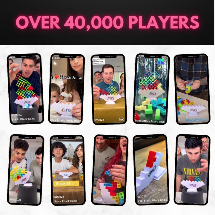 Stack Attack - Fun for Kids and Adults, Stacking Balance Game, Perfect for Family Game Night, Classrooms, Portable for Travel, Popular Social Media Games, Ages 3+