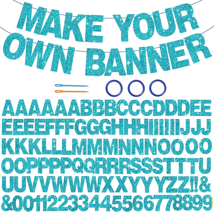 116 PCS A-Z Glitter Black DIY Letter Banner Kit Make Your Own Banner，Including 111 Letters and Numbers 3 Rope and 2 Threading Device,Customized for Birthday Graduation Wedding Party Decor