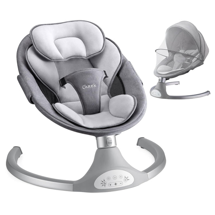 Baby Swing Infant Swing Electric Toddler Baby Rocker Portable for Newborn Boy Girl, 5 Sway Speeds with Remote Control, 10 Preset Melodies and Bluetooth, 0-6 Months Max 20 Lbs (Black)