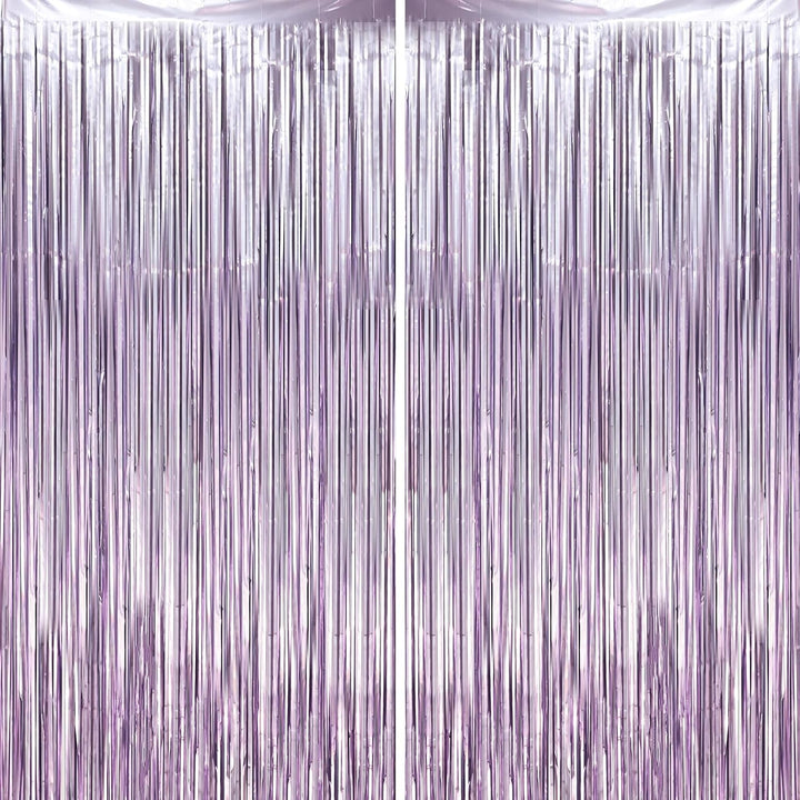 2 Pack Laser Pink Tinsel Foil Fringe Curtains, Mothers Day Pink Decorations, Metallic Tinsel Party Streamers Backdrop for Birthday Bachelorette Graduation Wedding Party Decorations