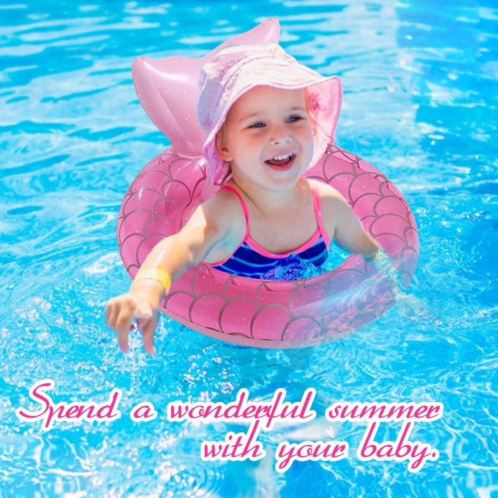 2023 New Mermaid Baby Swimming Pool Floats 6-48 Months,Inflatable Pool Swim Ring with Seat and Handle for Babies Toddlers Infant Training Summer (1-Pink)