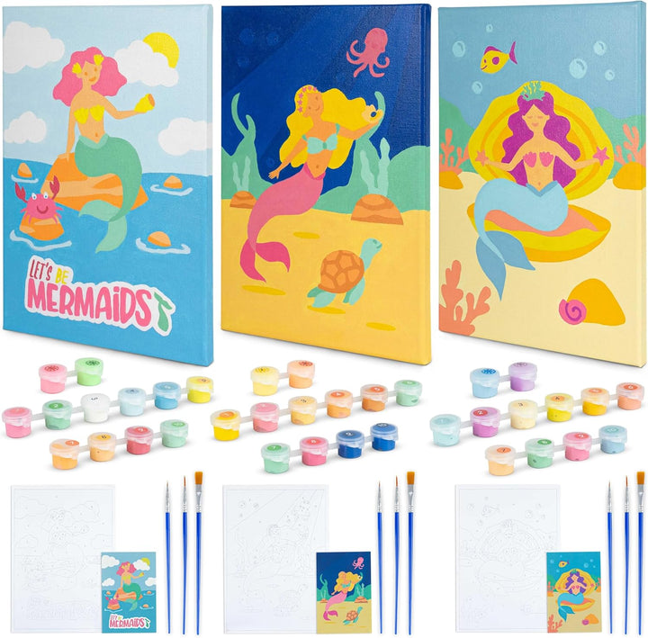 Paint by Numbers Kit for Kids Unicorns Pack 3 Canvas Paint by Number Canvas Framed Pre Drawn, Unicorn Gifts for Girls | Arts and Kids Crafts 4-6 8-12, Pintar Por Numeros | Unicorn Craft