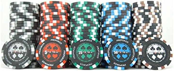 Pro Poker Chips, Poker Set - 13.5G 500 Piece Casino Clay Poker Chips with Denomination Numbers for Texas Holdem - New Upgraded Poker Chip Case