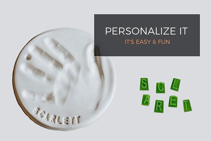 Baby Handprint Footprint Keepsake Ornament Kit (Makes 2) - Bonus Stencil for Personalized Christmas, Newborn, New Mom & Shower Gifts. 2 Easels! Non-Toxic Clay, Air-Dries Light & Soft, Won'T Crack.