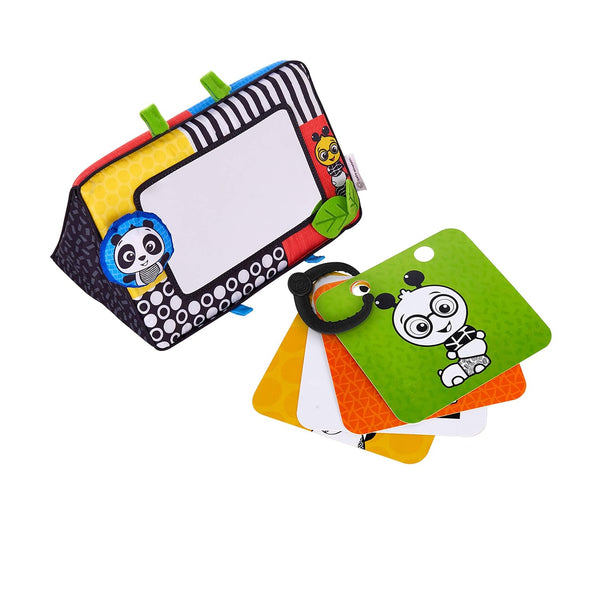 Flip for Art High Contrast Floor Activity Mirror with Take along Cards, Tummy Time Play, Newborn+