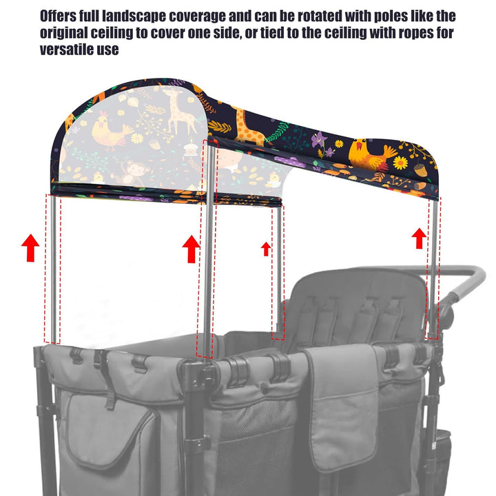 Stretchy Panoramic Canopy Compatible with Wonderfold Stroller Wagons W2/W4 All Model,Upf50+ Fabric Sun Shade and Protection for Riders(Animal Pattern)