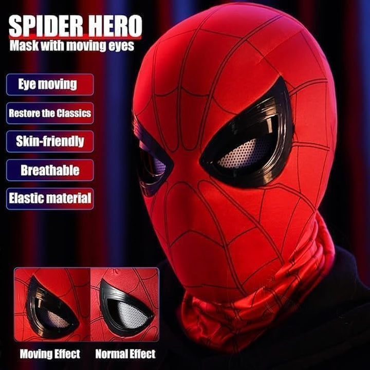 Halloween Hero Mask with Moving Eyes, Realistic Role Play Mask Costume for Cosplay, Birthday Gift for Big Kids/Adults