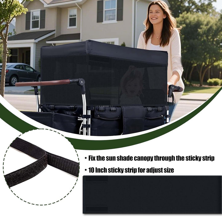 4 Side Breathable Wagon Stroller Sunshade Net Canopy, Adjustable Wagon Attachment Cover Canopy Universal Wagon Accessories for W2 W4 Wagon Stroller Camping Picnic Prevent UV Dust Mosquito, 102″ × 13″