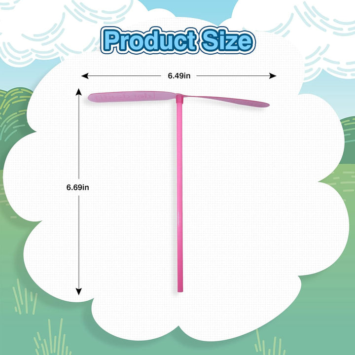 200 Pcs Hand Helicopter Set, 100 Propeller+ 100 Rod Bamboo Dragonfly Helicopter Toy, Aero Props Hand Spinner Flying Disc Launcher Outdoor Toys Flying Party Gift Favors for Kids 8-12,4-6