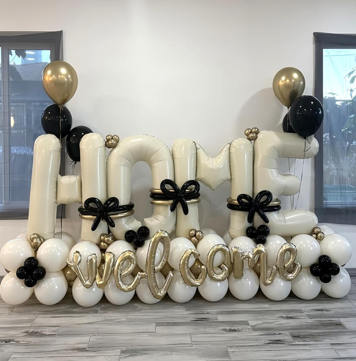 40 Inch Beige HOME Balloon for Housewarming Party Decorations, Large Cream New Home Welcome Balloon Letter Banner, Ivory White Sand Balloons Sign for Sweet House Warming Homecoming Party Decor