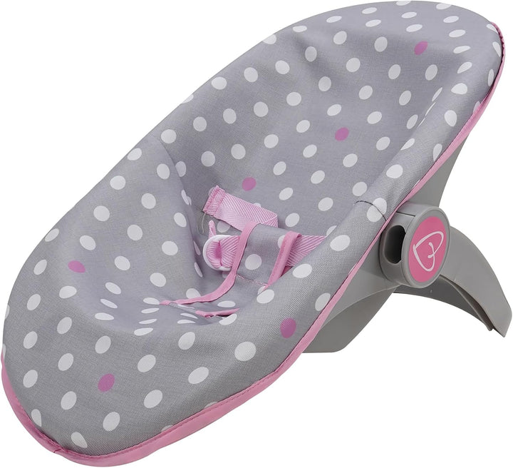 Crew: Cotton Candy Pink: 3-In-1 Doll Car Seat - Pink, Grey, Polka Dot - for Dolls up to 18", Multifunctional, Retractable Canopy, Kids Ages 3+