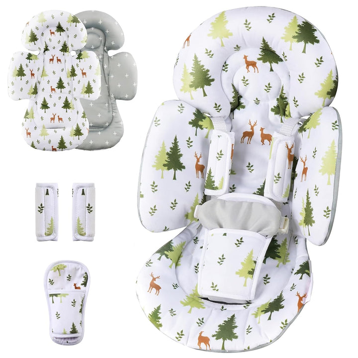 Infant Car Seat Insert Compatible with Mamaroo Swing & Graco Swing and Infant Car Seat, Newborn Insert Baby Head Body Support, Reversible Design, Breathable Soft Fabric, 1Pcs - Pink Floral