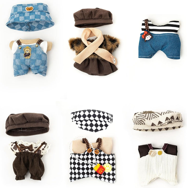 Clothes for Labubu 17Cm Dolls(No Doll) Dolls Outfit for Labubu with Accessories Suit Cute for Lububu Stylish Dress up Set for LA BUBU Patterned Skirt
