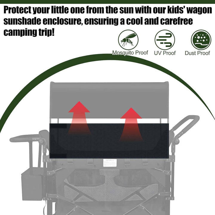 4 Side Breathable Wagon Stroller Sunshade Net Canopy, Adjustable Wagon Attachment Cover Canopy Universal Wagon Accessories for W2 W4 Wagon Stroller Camping Picnic Prevent UV Dust Mosquito, 102″ × 13″