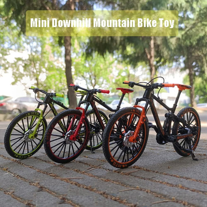 Alloy Mini Downhill Mountain Bike Toy, Die-Cast BMX Finger Bike Model for Collections (Black/Red)