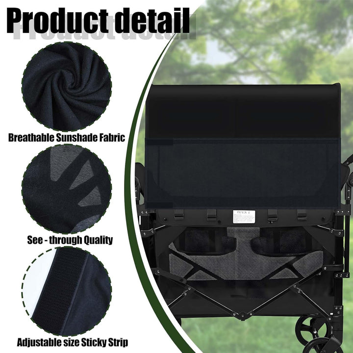 4 Side Breathable Wagon Stroller Sunshade Net Canopy, Adjustable Wagon Attachment Cover Canopy Universal Wagon Accessories for W2 W4 Wagon Stroller Camping Picnic Prevent UV Dust Mosquito, 102″ × 13″