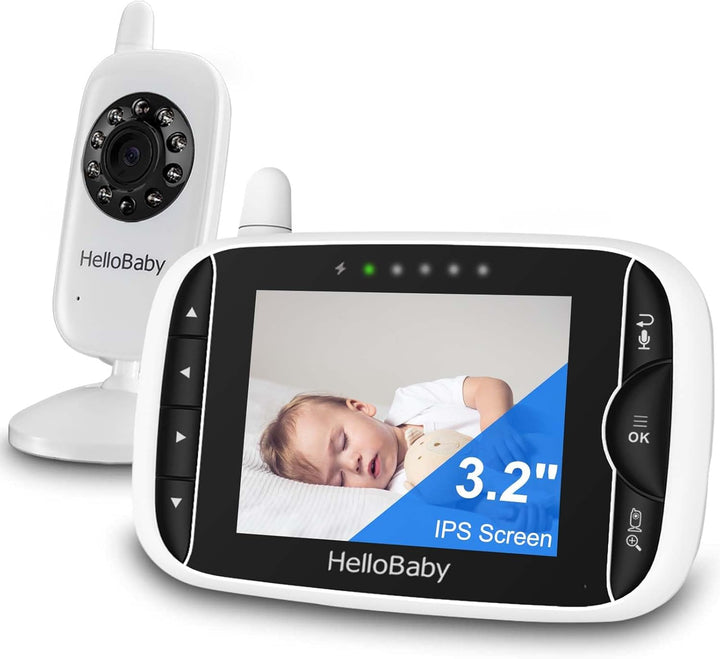 Baby Monitor with 2 Cameras, No Wifi, with Camera and Audio,Video, Night Vision 2-Way Audio, Fully Remote Pan & Tilt, 2X Zoom, ECO Mode, 8 Lullabies