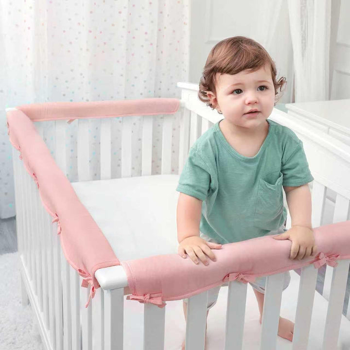 3Pcs New Teething Edge Crib Rail Cover&Corner Guard Coverage Straps,Reversible Guardrail Cover Protector for Boys Girls(1 Long 2 Short Gray)