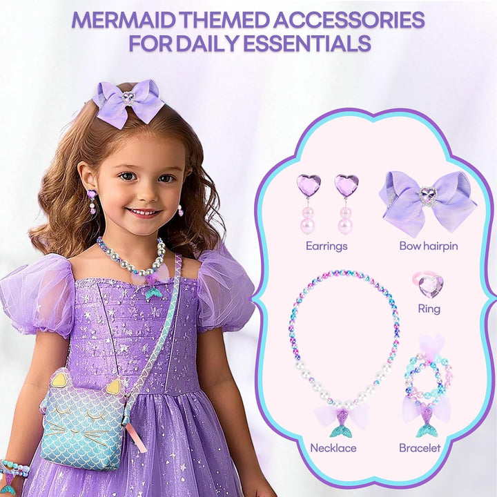 Purse for Little Girls Dress up Jewelry Pretend Play Kids Accessories Mermaid Gifts