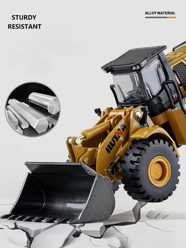 Mechanical Loader Toy, Construction Vehicle Wheeled Loader 1/50 Scale Skid Steer Loader Toy, Bulldozer Shovel Engineering Vehicle Alloy Models for Kids, Collection and Decoration House