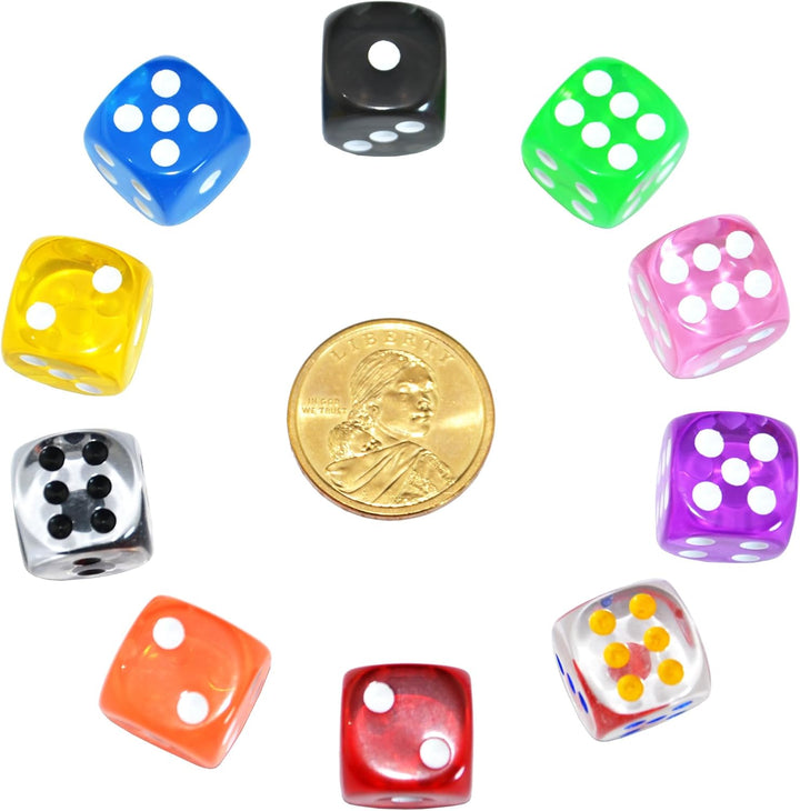 10-Pack D6 Six Sided 16Mm Transparent Dice Die for DND, MTG, RPG, Tenzi, Yahtze, Bunco, Table Borad Games, Math Teaching
