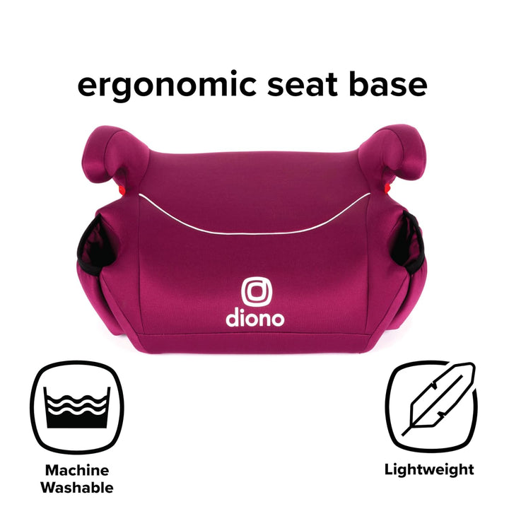 Solana, No Latch, Single Backless Booster Car Seat, Lightweight, Machine Washable Covers, Cup Holders, Pink