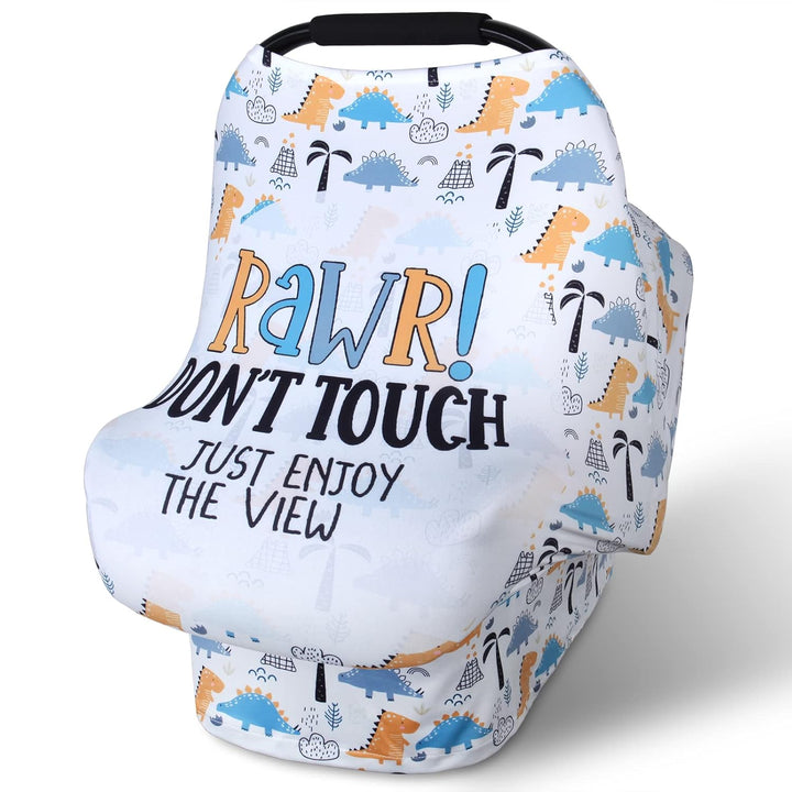 No Touch Sign Car Seat Cover for Babies, Mom Nursing Covers Breastfeeding Scarf, Multi Use Infant Carseat Canopy for Newborn Carrier/Stroller/Shopping Cart, Baby Shower Gifts for Boy Girl