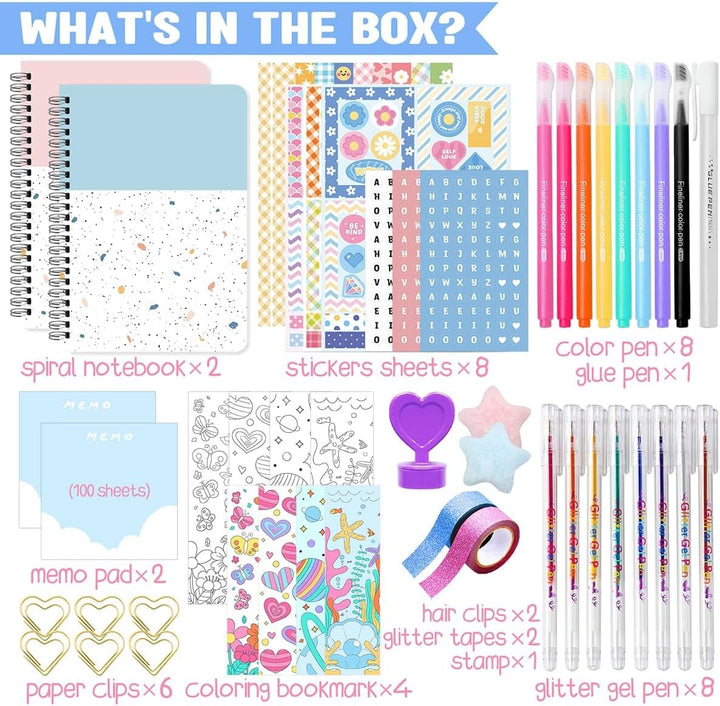 2-Pack DIY Journal Kit - Great Gift for 8-14 Year Old Girl, Art & Crafts Stuff, Scrapbook & Diary Supplies Set for Tween & Teenage Girls, Birthday Gifts for Girls Ages 8 9 10 11 12 13 14