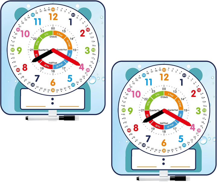 Large 12" Magnetic Writable Dry Erase Teaching Clock with Pen,Teaching Demonstration Clock for Kids Learning Time with Cute Style for Home School Classroom Supplies(12" X 11")