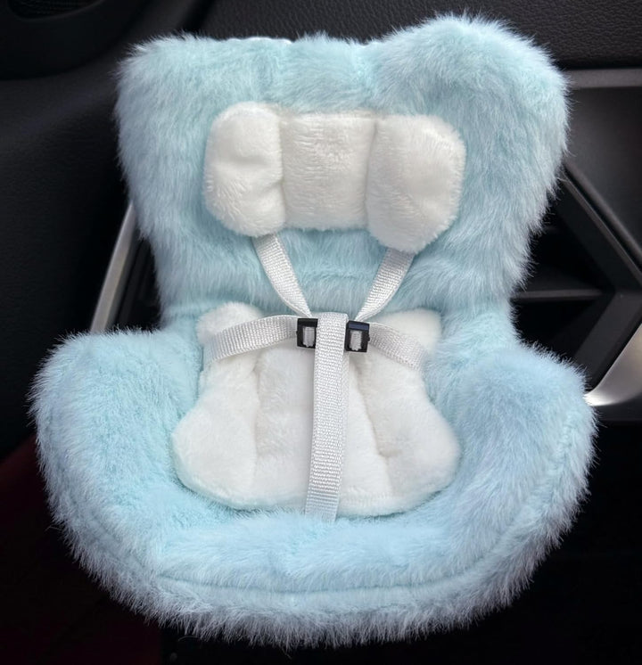 Doll Car Seat for Labubu 17Cm with Air Vent Clip and Desktop Stand, Cute and Functional Car Ornament for Blind Box Doll Fans, Collectors (Pink)
