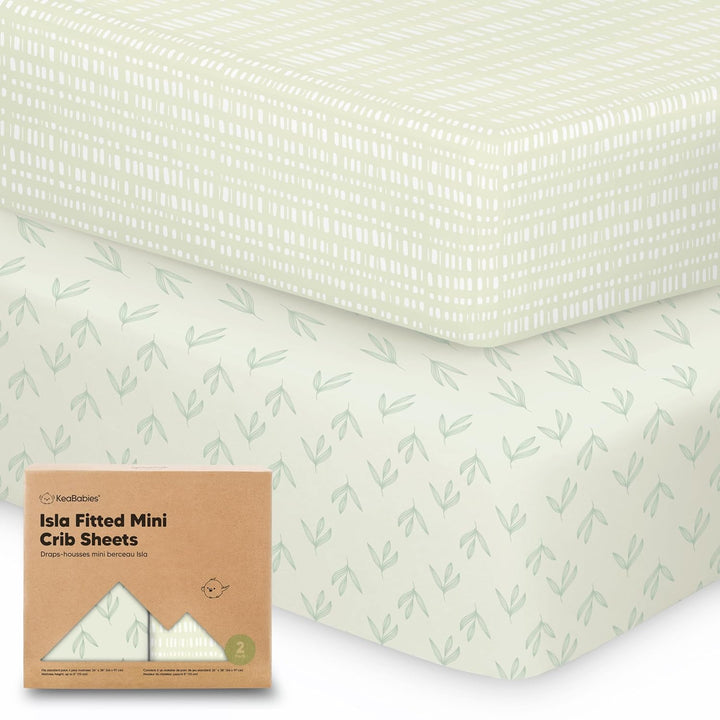 Pack and Play Sheets Fitted - 2-Pack Mini Crib Sheets for Pack N Play Mattress 38X26, Soft & Cozy, Neutral Toddler Playard Bedding, Snug Fitted Mini Baby Crib Mattress Cover Boy, Girl (Butterflies)