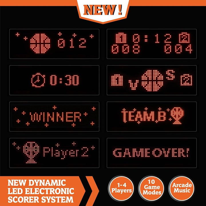 Xtra Long Shot Ez-Fold Premium Arcade Basketball Game with Built-In 4-Ball Storage Rack, Pop off with the Perfect Basketball Game