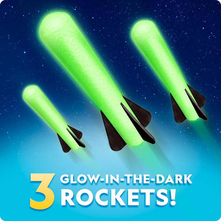 National Geographic Air Rocket Launcher Toy - Launch Glow in the Dark Rockets up to 100 Feet, Kids Outdoor Toys, Toys for Kids 8-12, Glow in the Dark Toys, Rocket Kit, Fun Outdoor Toys