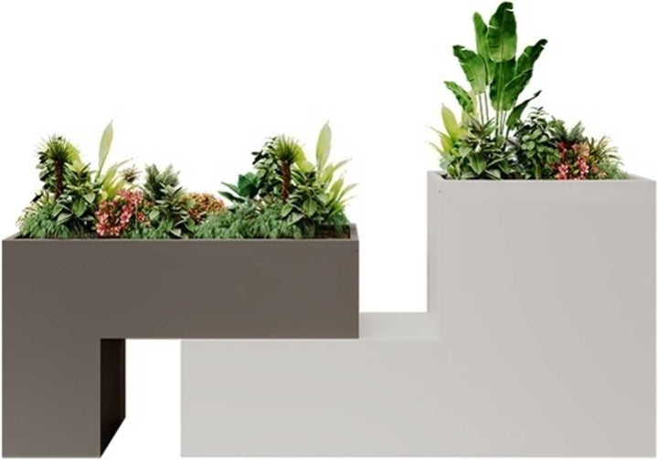 Outdoor Park Planter Bench Outdoor Iron Flower Box Seat Garden Park Leisure Area Sitting Bench Planter Geometric Puzzle Designs Park Flower Box Bench(Medium)