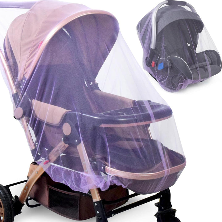 Baby Stroller Mosquito Net (2 Pack) - Durable Mesh Protection for Bassinets, Cradles, Playards, Pack N Plays & Portable Mini Cribs | Breathable Universal Fit Insect Barrier (Black)