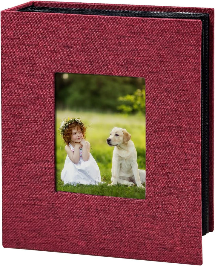 Photo Album 4X6 100 Pockets, Linen Cover Top Loader Vertical, Slip-In Picture Grey Pockets Albums for Wedding, Family, Anniversary, Baby, Vacation