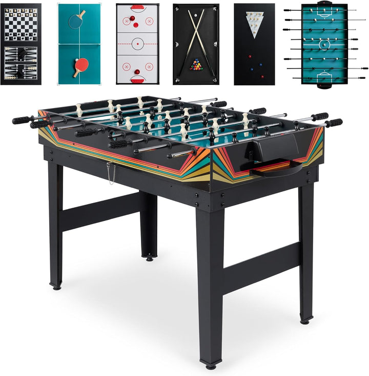 2X4Ft 10-In-1 Combo Game Table Set for Home, Game Room, Friends & Family W/Hockey, Foosball, Pool, Shuffleboard, Ping Pong, Chess, Checkers, Bowling, and Backgammon