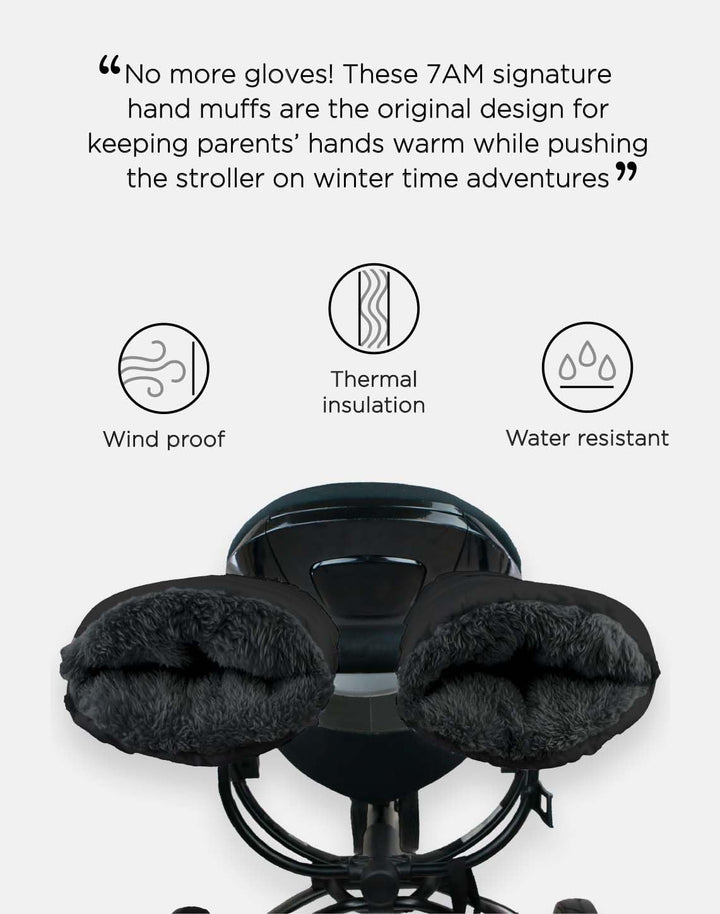 7AM Enfant Stroller Warmmuffs - Polar Hand Warmers with Anti- Freeze, Cold Weather, Water Repellent & Warm Hand Gloves for Pushchair, Pram, Stroller & Car Seat Bar