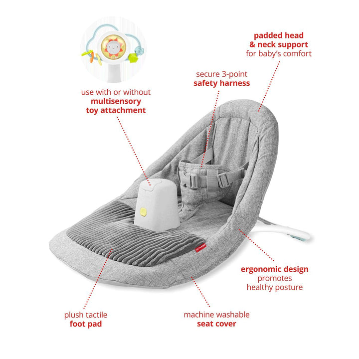 Baby Ergonomic Activity Floor Seat for Upright Sitting Lightweight and Travel-Friendly Silver Lining Cloud Grey Age 0+