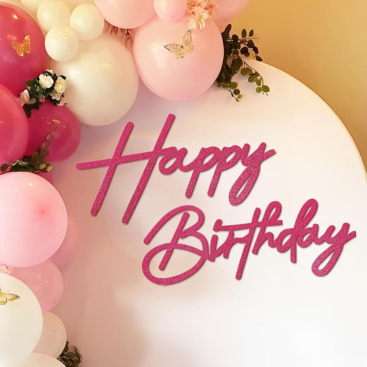 Happy Birthday Sign for Backdrop - Glitter Felt Happy Birthday Letter Sign for Balloon Arch Birthday Party Balloon Arch Backdrop Decorations for Birthday Party Baby Shower - Gold
