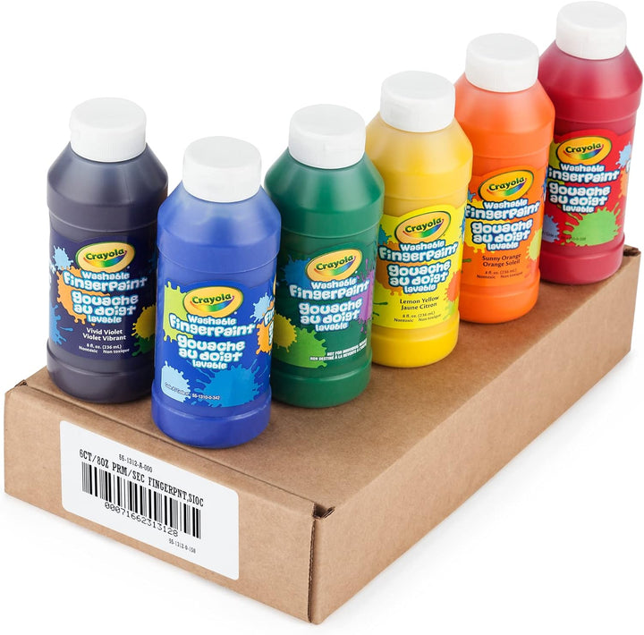 Washable Finger Paints (6Ct), Toddler Paint Set, Nontoxic Finger Paint for Kids, Arts & Crafts Supplies for Toddlers, Teacher Classroom Must Have [Amazon Exclusive]