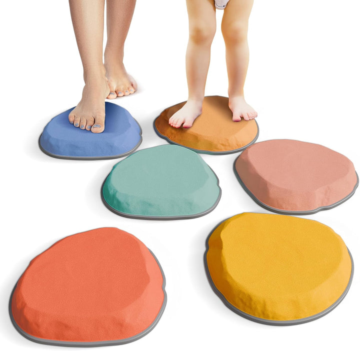Fun Stepping Stones for Kids – Engaging Indoor & Outdoor Activity for Toddlers | Non-Slip Balance & Coordination Obstacle Course | Sensory Play Set of 6 for Ages 1-4
