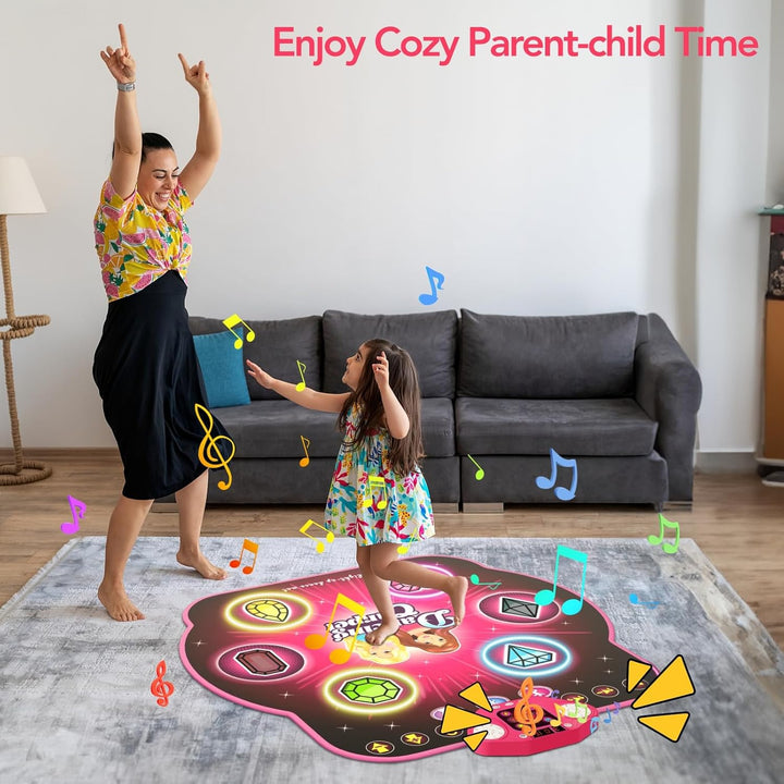 Dance Mat Toys for 3-12 Year Old Girls, 6-Button Kids Dance Mats Bluetooth Dance Pad, Light-Up 6 Game Modes Dance Mat for Kids, Christmas/Birthday Gifts for 3-5 6 7 8 9 10+ Year Old Kid