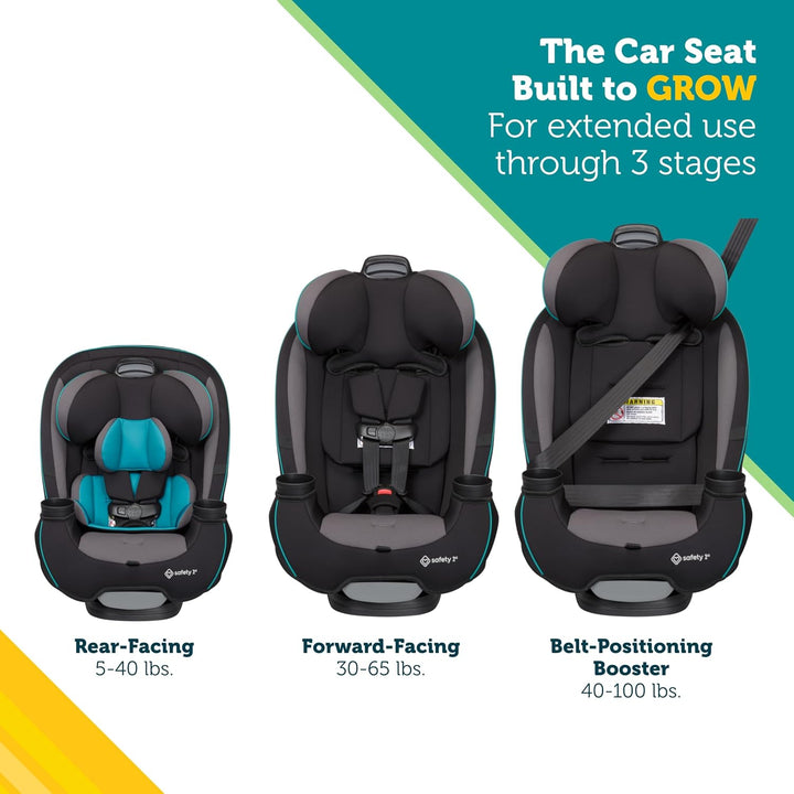 Grow and Go All-In-One Slim Convertible Car Seat, Rear Facing, 5-40 Lbs, Forward Facing (30–65 Lbs), High Back Booster Seat 40-100 Pounds, Alaskan Blue