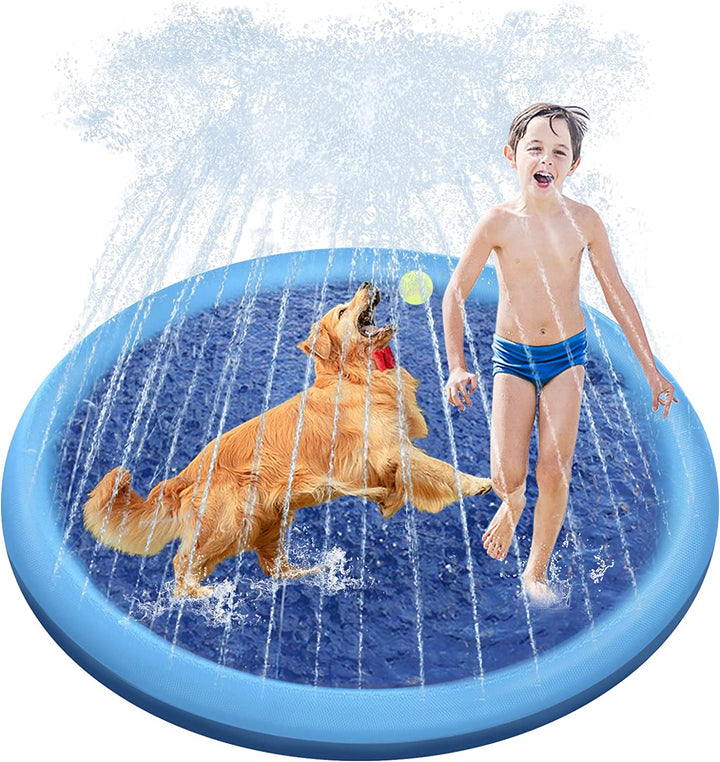 Splash Pad, 67In Anti-Slip Splash Pad for Kids Dogs 0.58Mm Thickened Dog Pool Splash Sprinkler Pad Durable Summer Outdoor Water Toys for Baby Toddler Boys Girls Pet