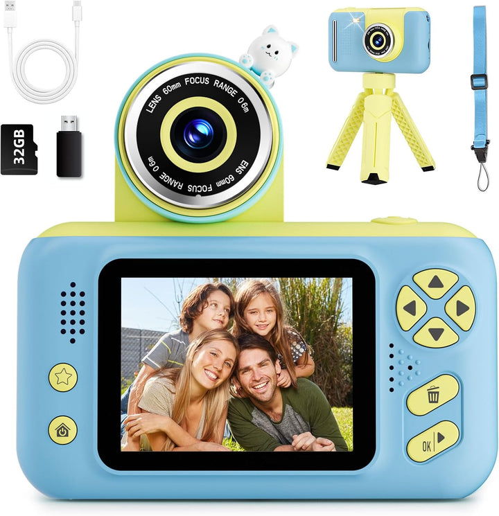 Kids Camera Girls for 3 4 5 6 7 8 9 Years Old Girls,1080P HD Video Selfie Camera with 32G SD Card Kids Digital Camera Toys for Toddler Birthday Gifts Pink