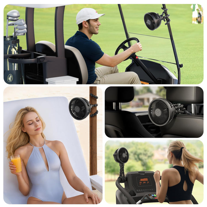Stroller Fan Clip on for Baby, Flexible Tripod & Rechargeable Battery, Small Personal Fan, Mini Portable Fan for Travel, Handheld, Car (Black)