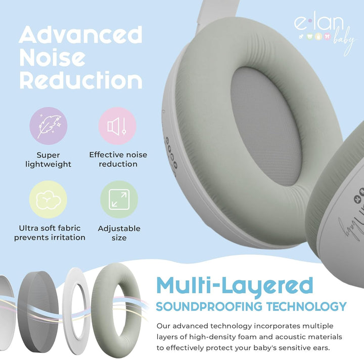 2-In-1 Baby Ear Muffs Noise Protection - Baby Headphones for Noise & Plane Travel - 2 Headbands - Toddler Ear Protection for Infant & Toddler Travel Essential, Age 1-48 Months