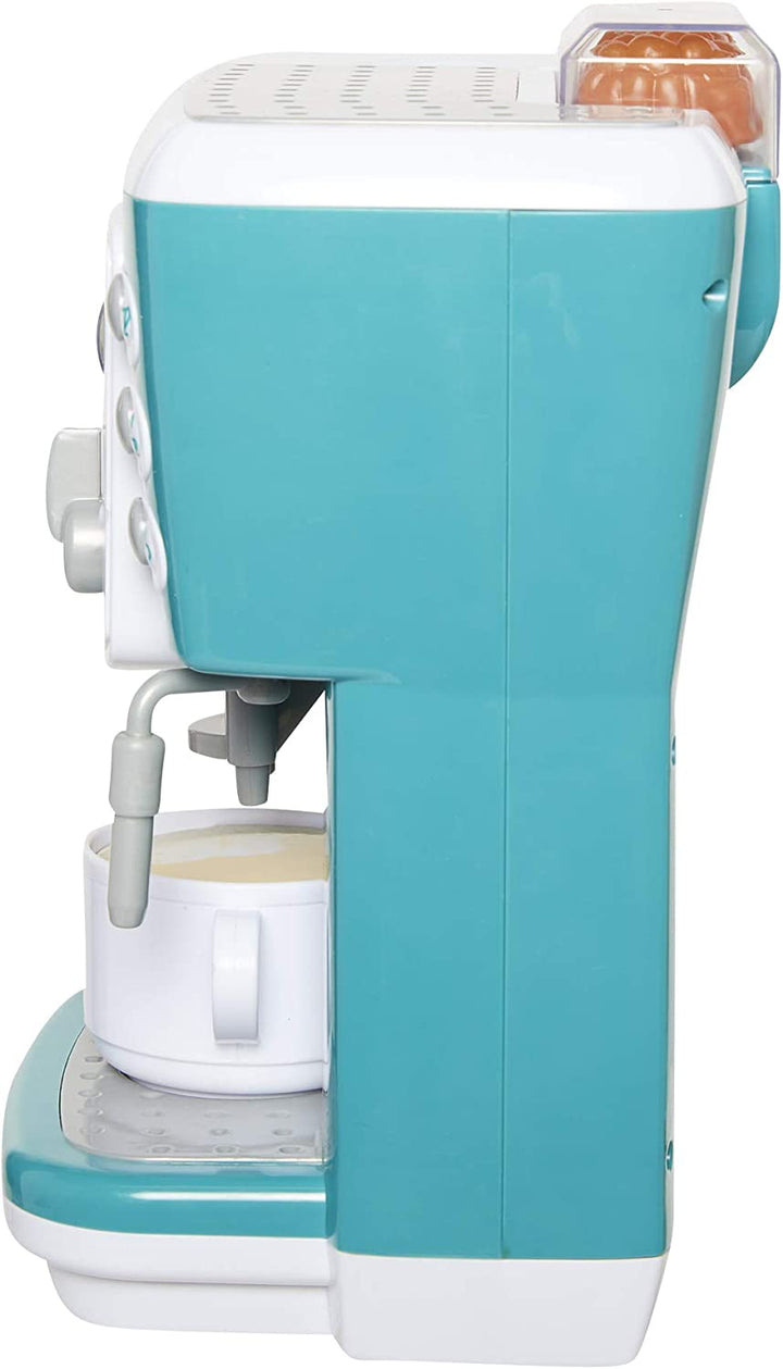 Junior Coffee Maker Role Play Pretend Kitchen Appliance for Kids with Realistic Action, Light and Sound - plus Toy Coffee Mug for Imaginary Brewing Fun